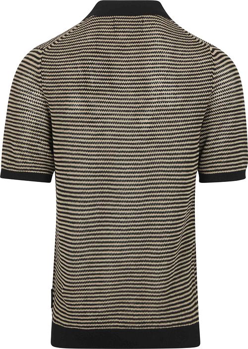 Marc O'Polo Strikket Poloshirt Striber Sort Beige Product / Achterkant