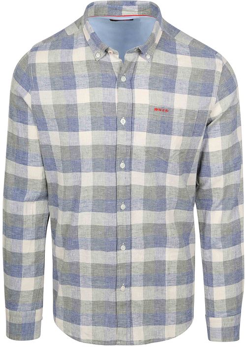 NZA Shirt Picton Linnen Blend Ruit Blauw Product