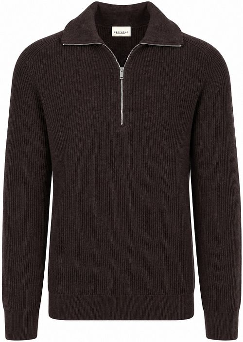 Profuomo Half Zip Pullover Wool Bruin
