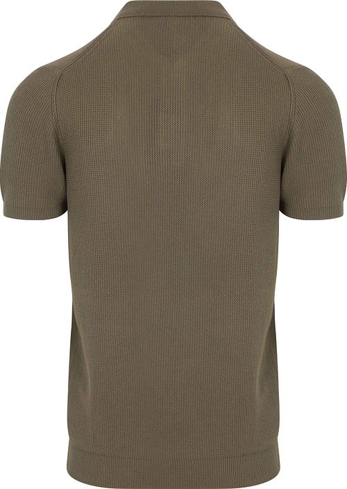 Suitable Respekt Polo Struktur Stickad Olivgrön Product / Achterkant