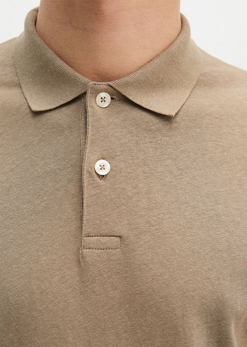 Koszulka polo Marc O'Polo z długim rękawem w kolorze taupe Model / Detail