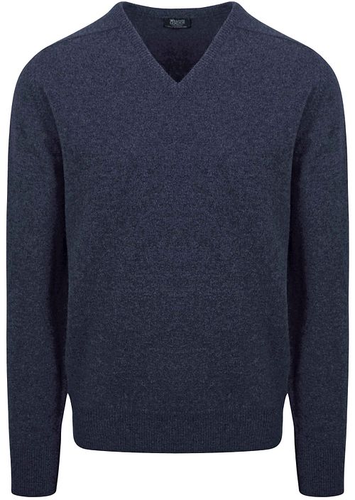 William Lockie V-hals Uld Indigo Meleret Product