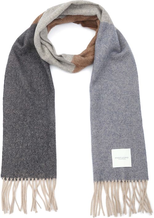 Profuomo Sjaal Lamswol Grijs Blauw Bruin Product