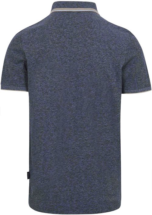 State of Art Piké Tipping Cotton Linen Navy Product / Achterkant