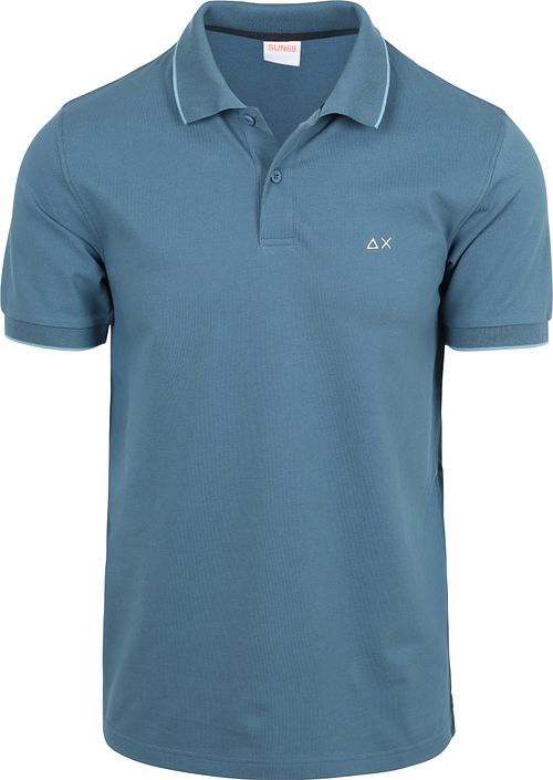 Sun68 Poloshirt Small Stripe Collar Petrol Blauw
