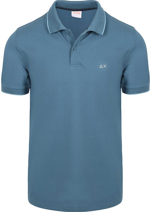 Sun68 Poloshirt Small Stripe Collar Petrol Blauw Product