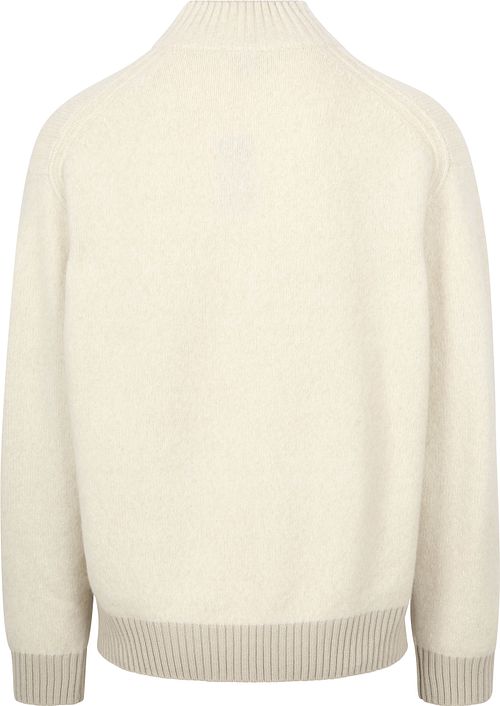 BOSS Kobear Pullover Halb-Reißverschluss Wollmischung Ecru Product / Achterkant