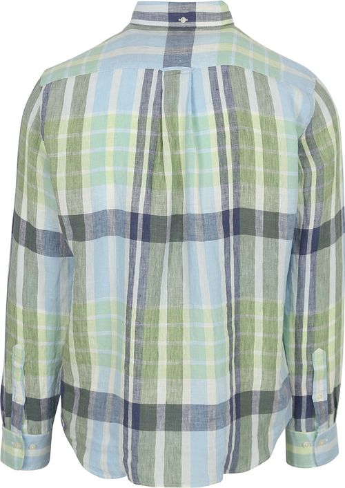 Gant Koszula lniana w kratę niebiesko-zielona Product / Achterkant