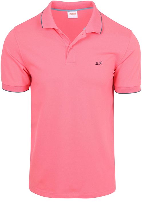 Koszulka polo Sun68 z paskiem na kołnierzyku w kolorze różowym Product