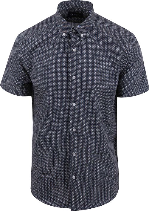 Suitable Short Sleeve Hemd Print Navy Product