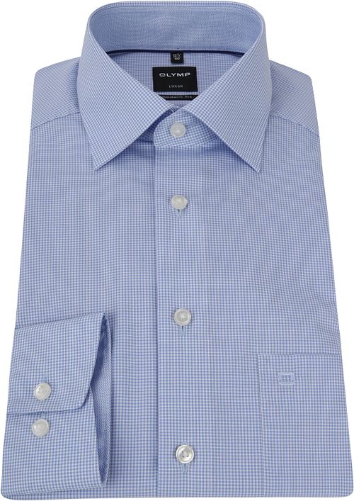OLYMP Luxor Blauw Ruit Overhemd Product / Detail