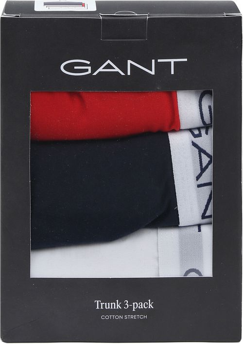 Bokserki GANT Trunk 3-pack w kolorze granatowym, białym i czerwonym Verpakking