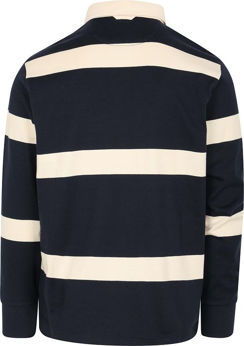Gant Heavy Rugger Shield Stripe Polo Navy Hvid Product / Achterkant