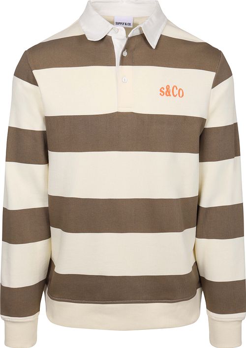 Koszulka polo Supply & Co z długim rękawem w brązowe paski Product