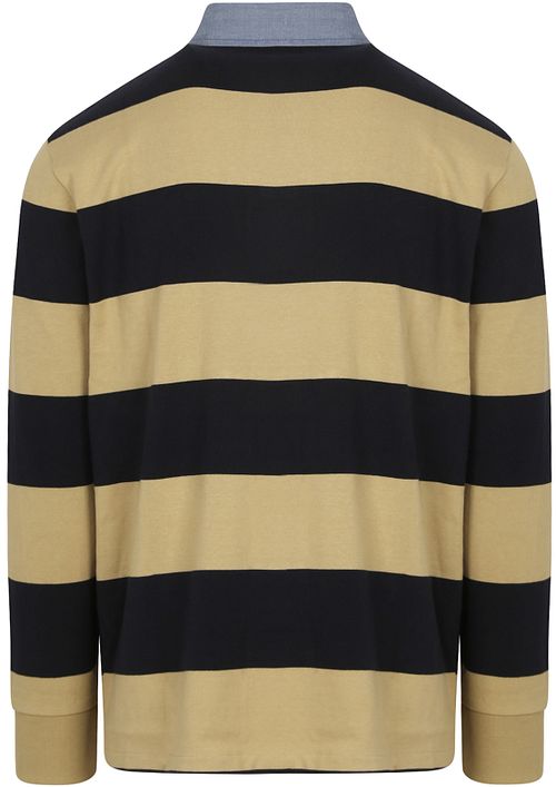 Gant Heavy Rugger Shield Långärmad Polo Randig Navy Beige Product / Achterkant