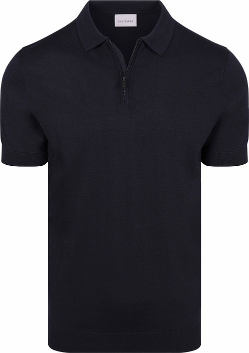 Suitable Strikket Halvglidelås Pologenser Dan Marineblå Product