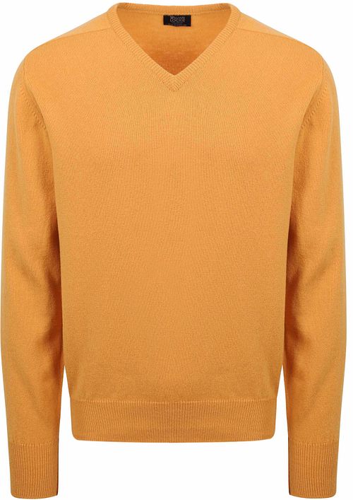 William Lockie żółty sweter z wełny jagnięcej z dekoltem w serek Product