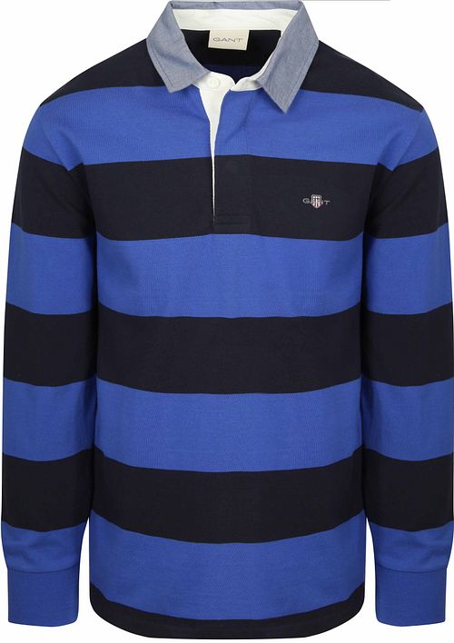 Gant Heavy Rugger Shield Polo Stribet Marineblå Royal Blue Product