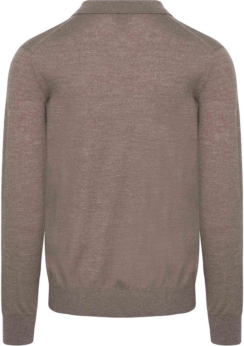 KING Essentials The Robert – koszulka polo z długim rękawem z wełny merino, brązowa Product / Achterkant