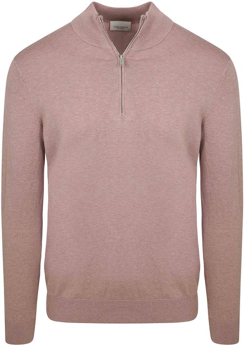 Luksusowy sweter Profuomo Basic z zamkiem half zip w kolorze różowym Product