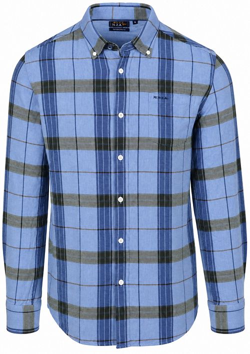 NZA Hemd BD Waihi Flannel-Karo Ink Blue