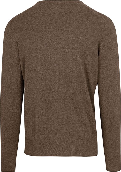 Steppin' Out Sweter bawełna-kaszmir z dekoltem V w kolorze taupe melange Product / Achterkant