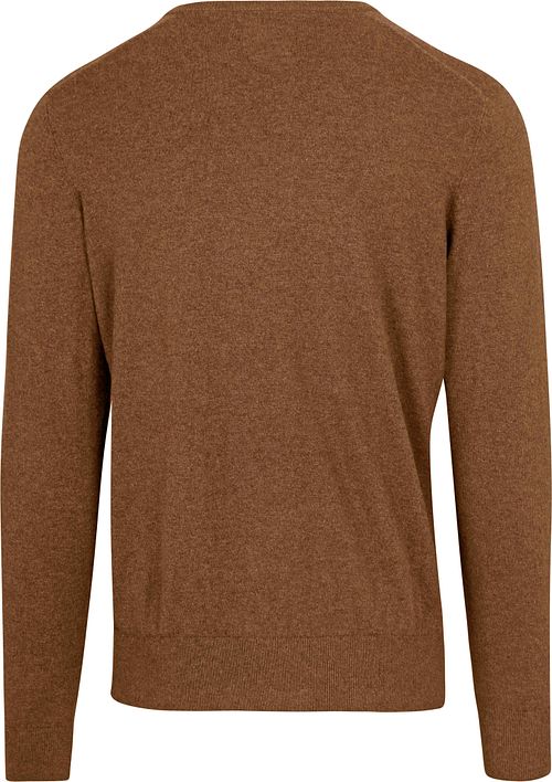 Steppin' Out Trui Cotton Cashmere V-hals Camel Product / Achterkant