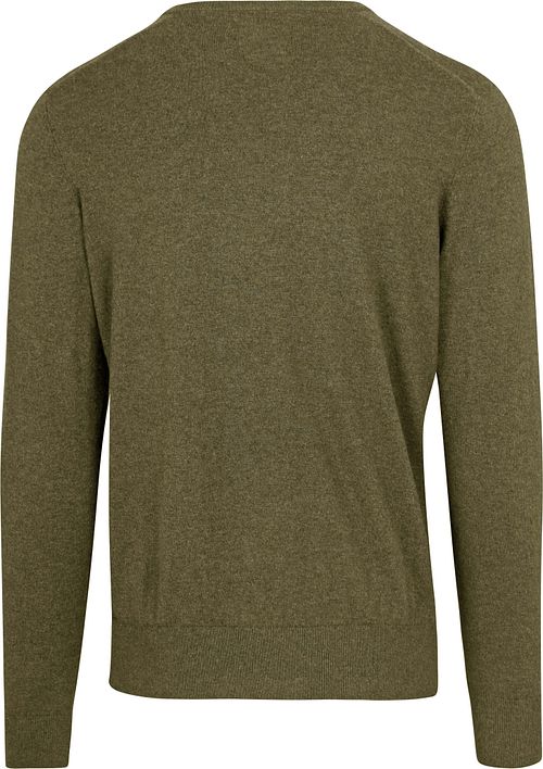 Sweter Steppin' Out z bawełny i kaszmiru, dekolt V, oliwkowy Product / Achterkant