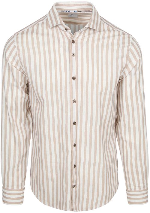 R2 Skjorte Linskjær Stripes Beige