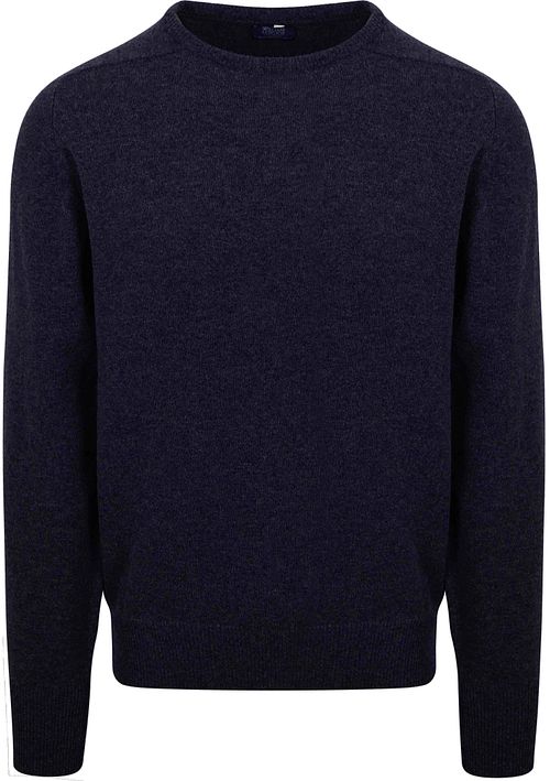 William Lockie Sweter z jagnięcej wełny z okrągłym dekoltem Midnight Mix Navy Product