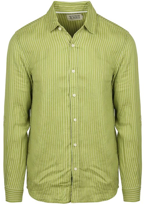 Scotch and Soda Camicia Lino Righe Groen Product