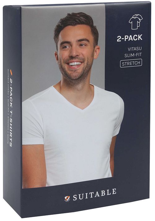 Suitable Vitasu T-Shirt V-Auschnitt Weiß 2-Pack Verpakking