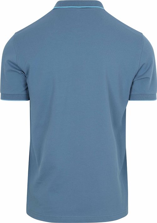 Sun68 polo med små striber på kraven i avio blå Product / Achterkant