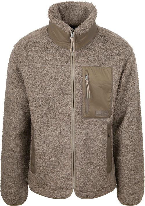 Tommy Hilfiger Strickjacke Teddy Fleece Taupe