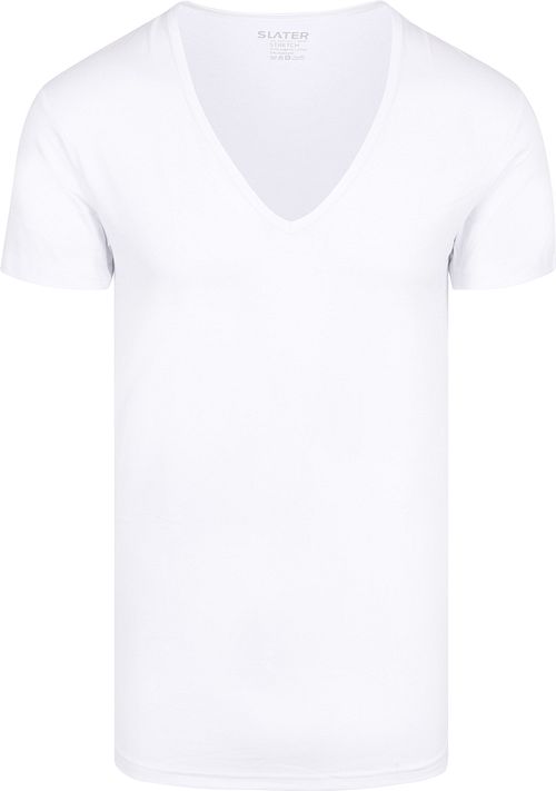 Slater pack de 2 T-Shirt Stretch con cuello de pico profundo blanco Product