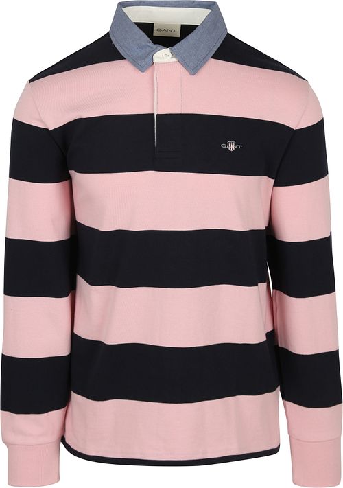 Gant Heavy Rugger Shield Poloshirt Streifen Navy Rosa Product