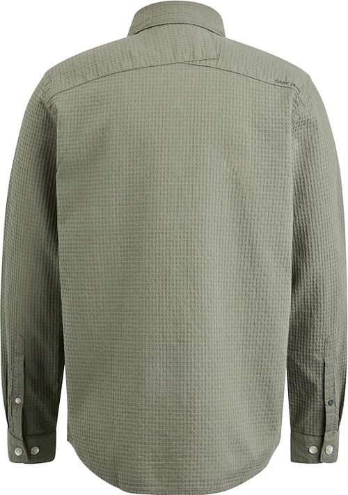 Overshirt Cast Iron a trama waffle verde Product / Achterkant