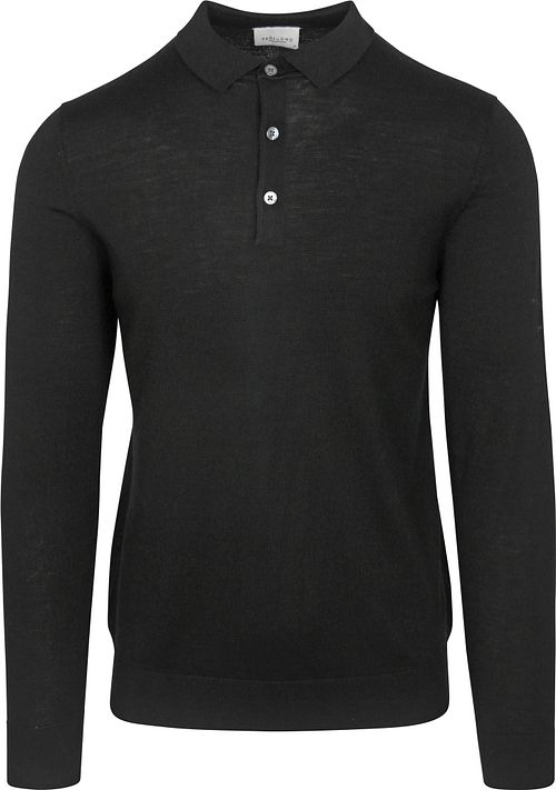 Profuomo Longsleeve Poloshirt Merinowol Zwart Product