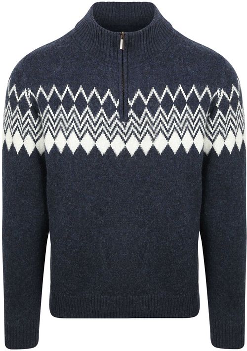 Suitable Avery Nordic Pull Demi-Zip Mix Laine Bleu Foncé Product