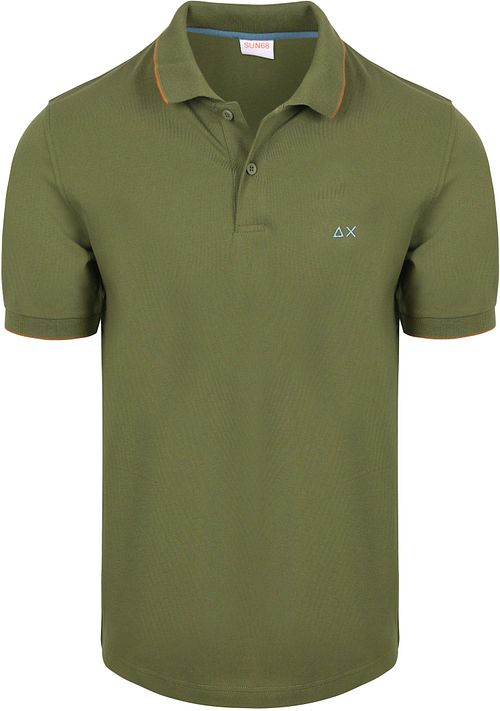 Sun68 Poloshirt Small Stripe Collar Olijfgroen Product