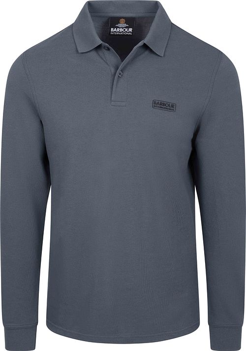 Barbour International Longsleeve Piqué Polo Shirt Washed Charcoal