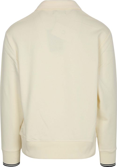 Fred Perry Longsleeve Half Zip Polo Shirt Ecru