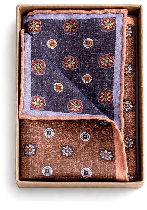 Suitable Pochet Reversible Dots Navy en bruin Product