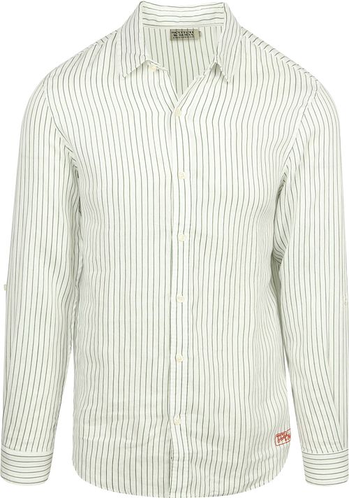Scotch and Soda Striped Linne Skjorta Vit Product