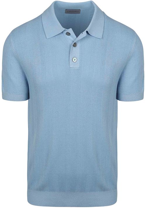 Suitable Knitted Polo Jacquard Bleu Clair