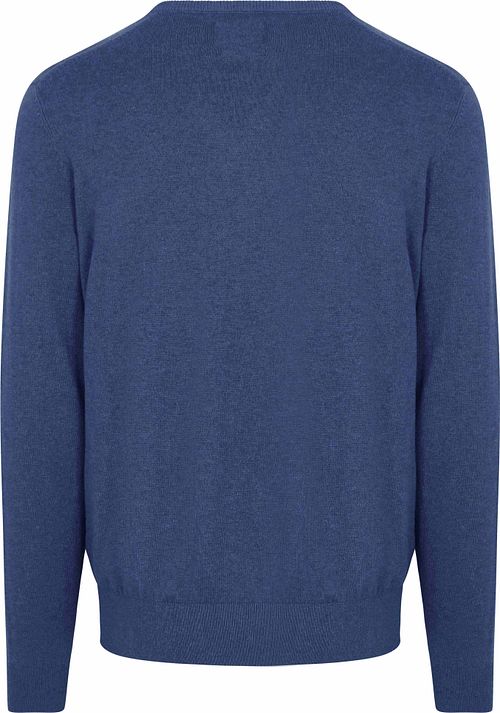Kaszmrowy sweter z dekoltem w serek w kolorze kobaltowym Product / Achterkant