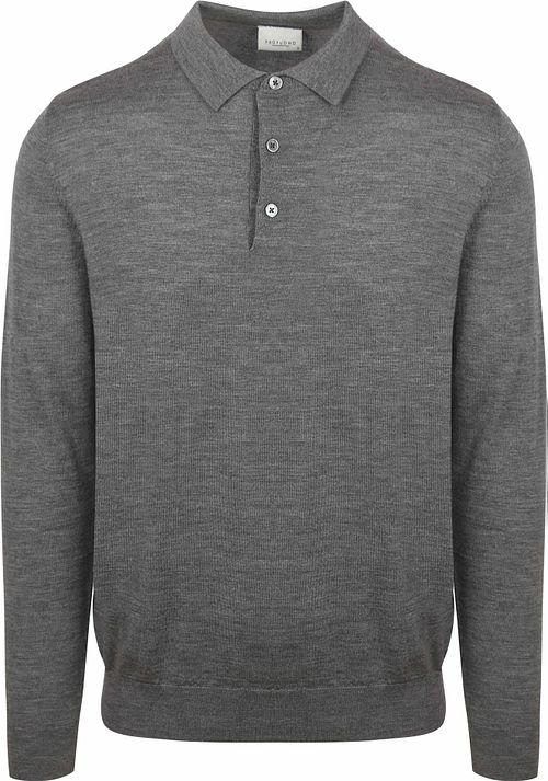 Profuomo Langarm Poloshirt Merinowolle Grau Product