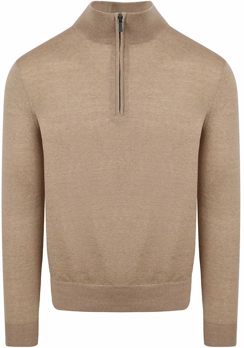 Suitable Merino Halvveis Glidelås Genser Beige Product