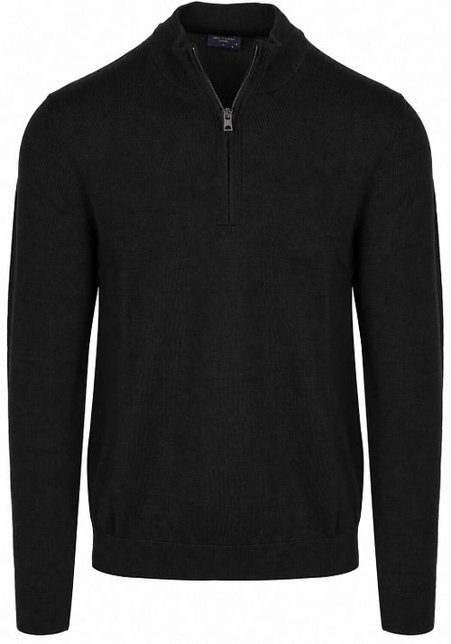 Sweter OLYMP z krótkim zamkiem z wełny, czarny Product