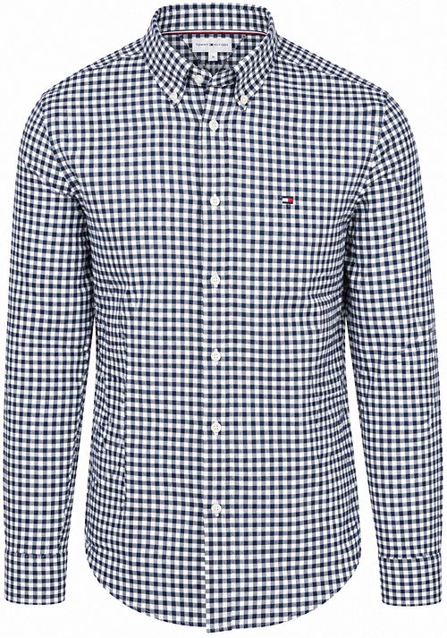 Tommy Hilfiger Franela Camisa Dobby Gingham Cuadros azul marino